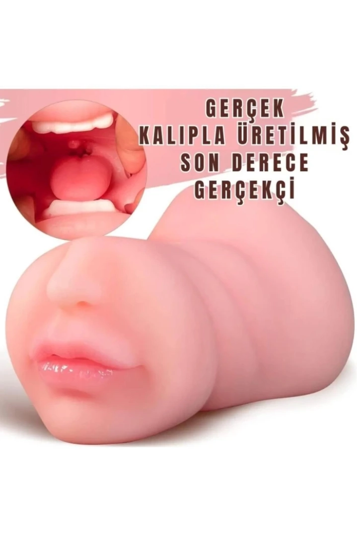 #7783 - Gerçekçi 18 cm Boyutunda 3 İşlevli Oral, Vajinal ve Anal Zevkler
