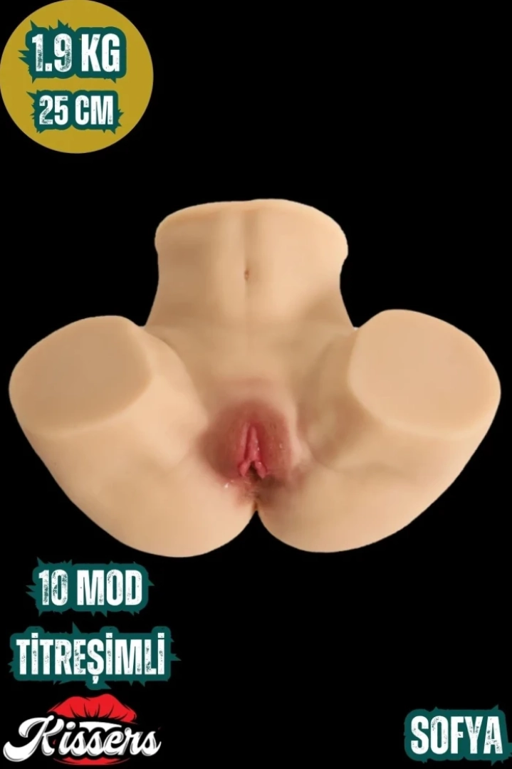 #7807 - Ultra Gerçekçi 25 Cm Titreşimli Realistik Çift Girişli Mastürbatör Manken Kalça