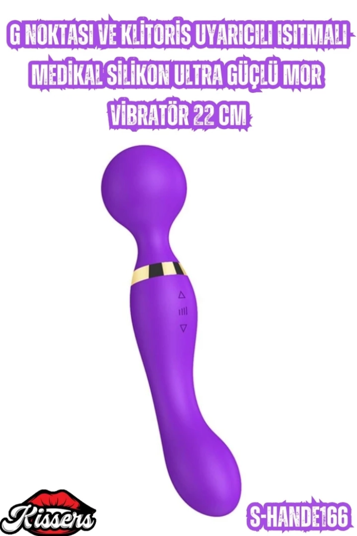 #6765 - Klitoris Uyarıcılı Isıtmalı Medikal Silikon Güçlü Vibratör 22 Cm