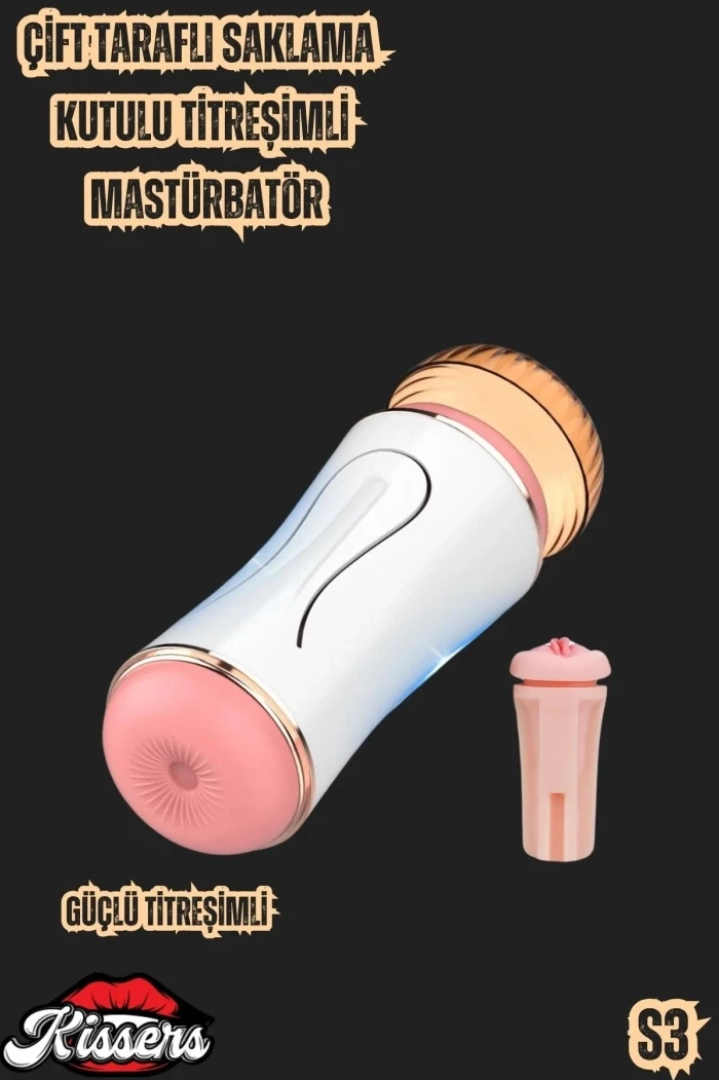#7823 - Ultra Realistik Çift Taraflı Güçlü Titreşimli Suni Vajina Mastürbatör Kutulu