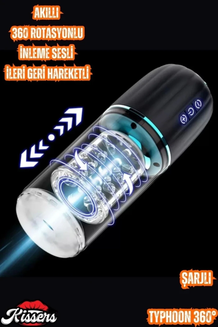 #7828 - Akıllı 360° Rotasyon İnleme Sesli ve İleri Geri Hareketli Mastürbatör