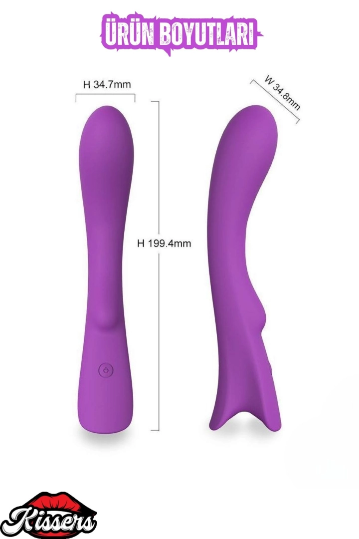 #6402 - Şarjlı Anal Klitoris ve G Nokta Uyarıcı Su Geçirmez Masaj Mor Dildo Vibratör