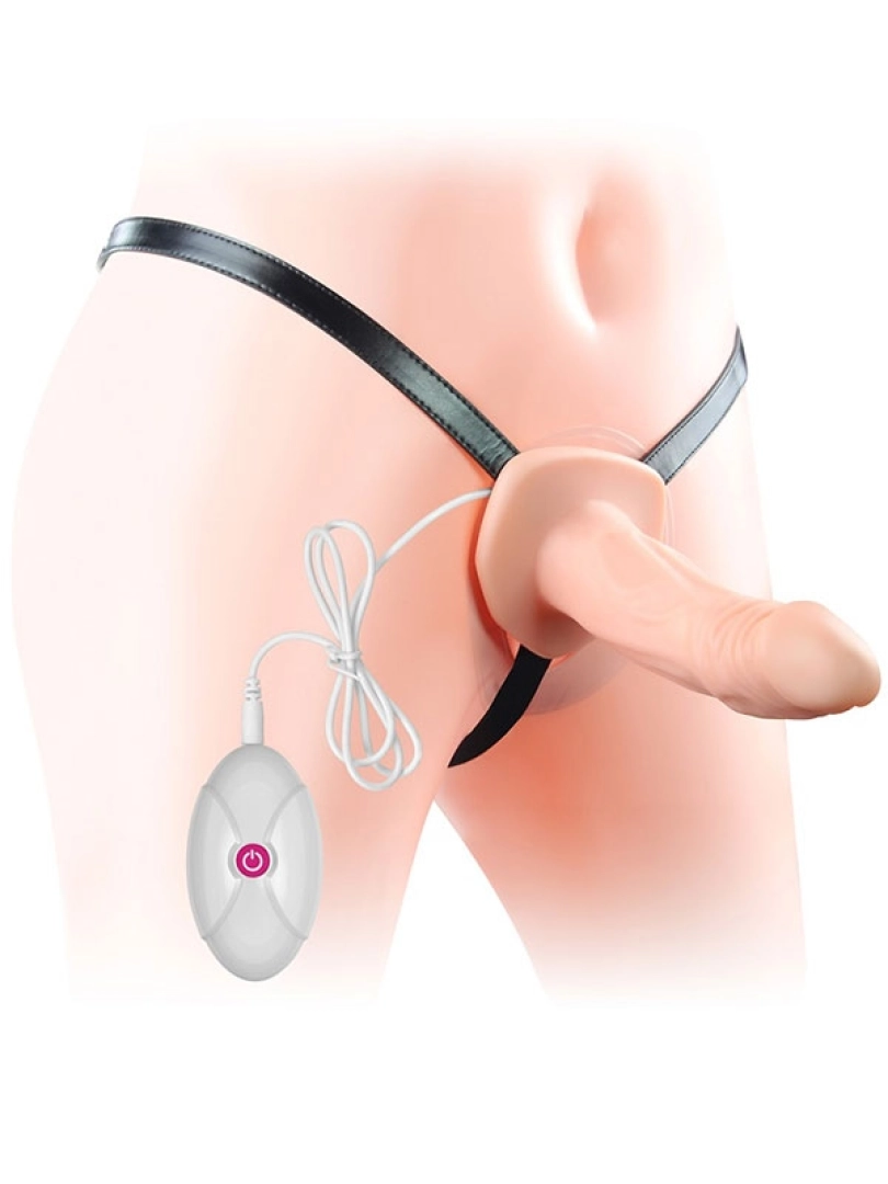 #10268 - İçi Boş Belden Bağlamalı Titreşimli Penis 16.5 cm