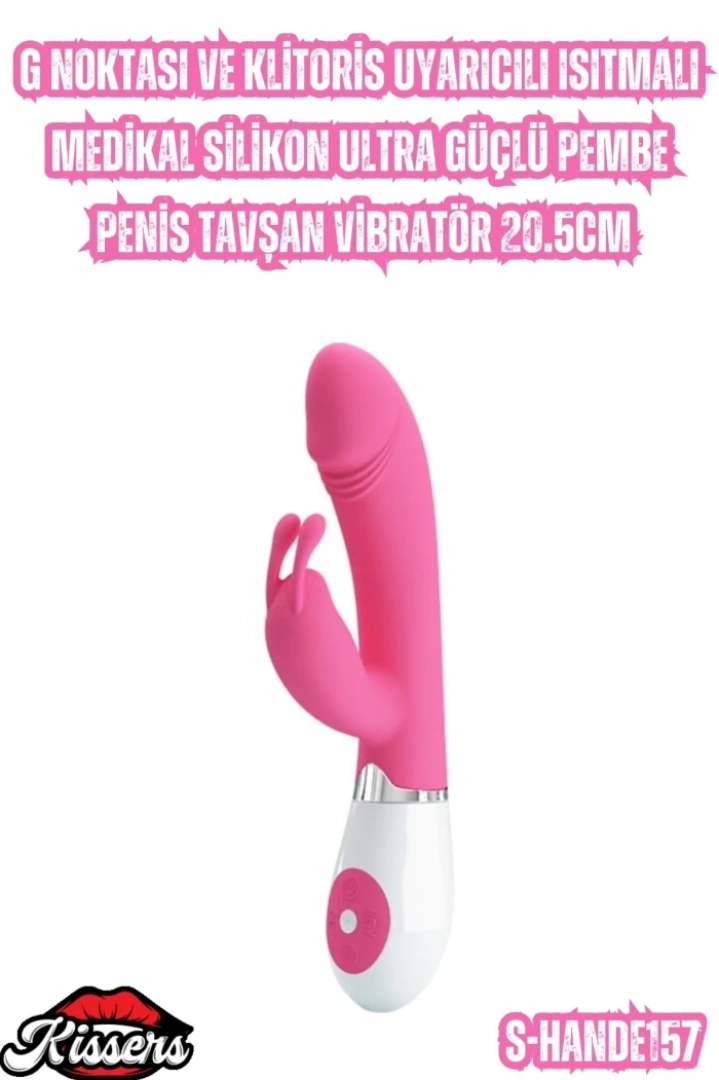 #6773 - Ultra Güçlü Pembe Penis Tavşan 20.5Cm