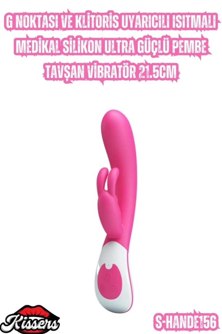 #6774 - Güçlü ve Klitoris Uyarıcılı Pembe Vibratör 21.5 Cm
