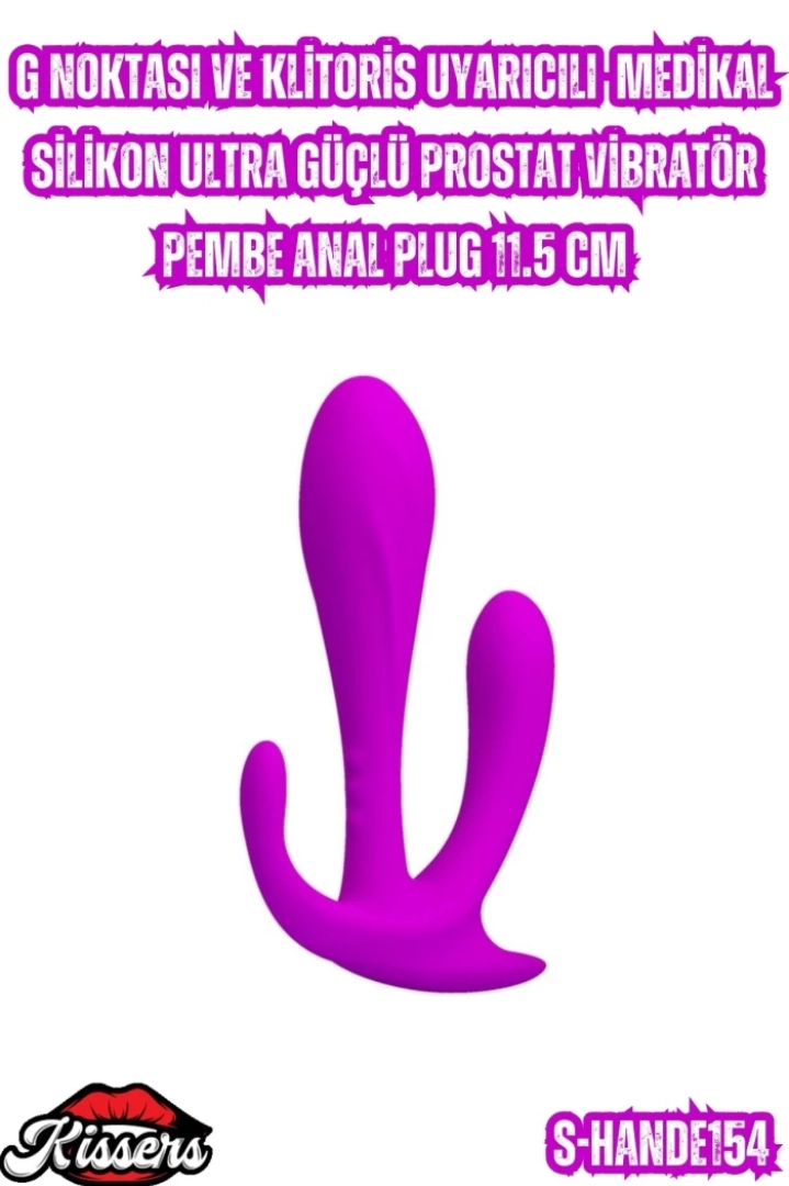 #6776 - Ultra Güçlü Prostat Vibratörü ve Anal Plug - G Noktası ve Klitoris Uyarıcılı Pembe Silikon 11.5 cm