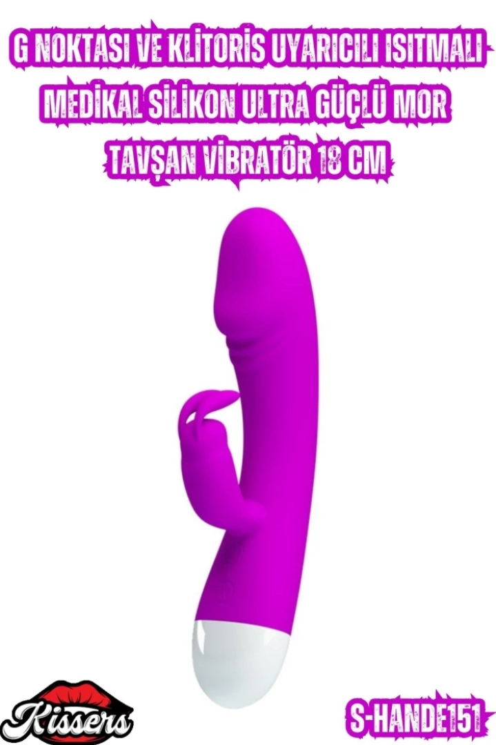 #6779 - Kissers G Noktası ve Klitoris Uyarıcılı Isıtmalı Tavşan Vibratör - Ultra Güçlü Mor 18 Cm