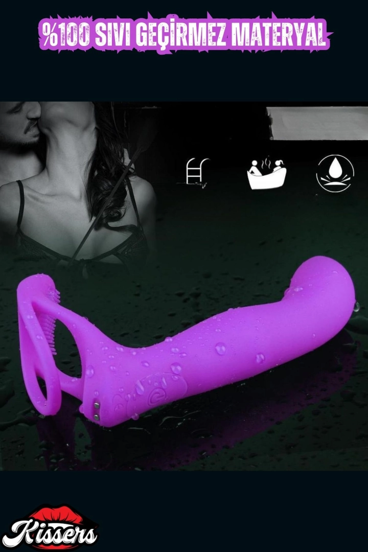 #6408 - Şarjlı Kablosuz Kumandalı Çift Penetrasyon Testis ve Penis Yüzüğü Klit