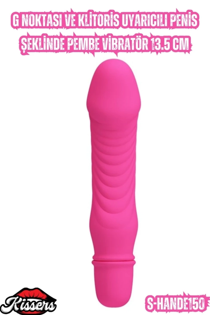 #6780 - Pembe Vibratör 13.5 Cm G Noktası ve Klitoris Uyarıcılı Penis Şeklinde