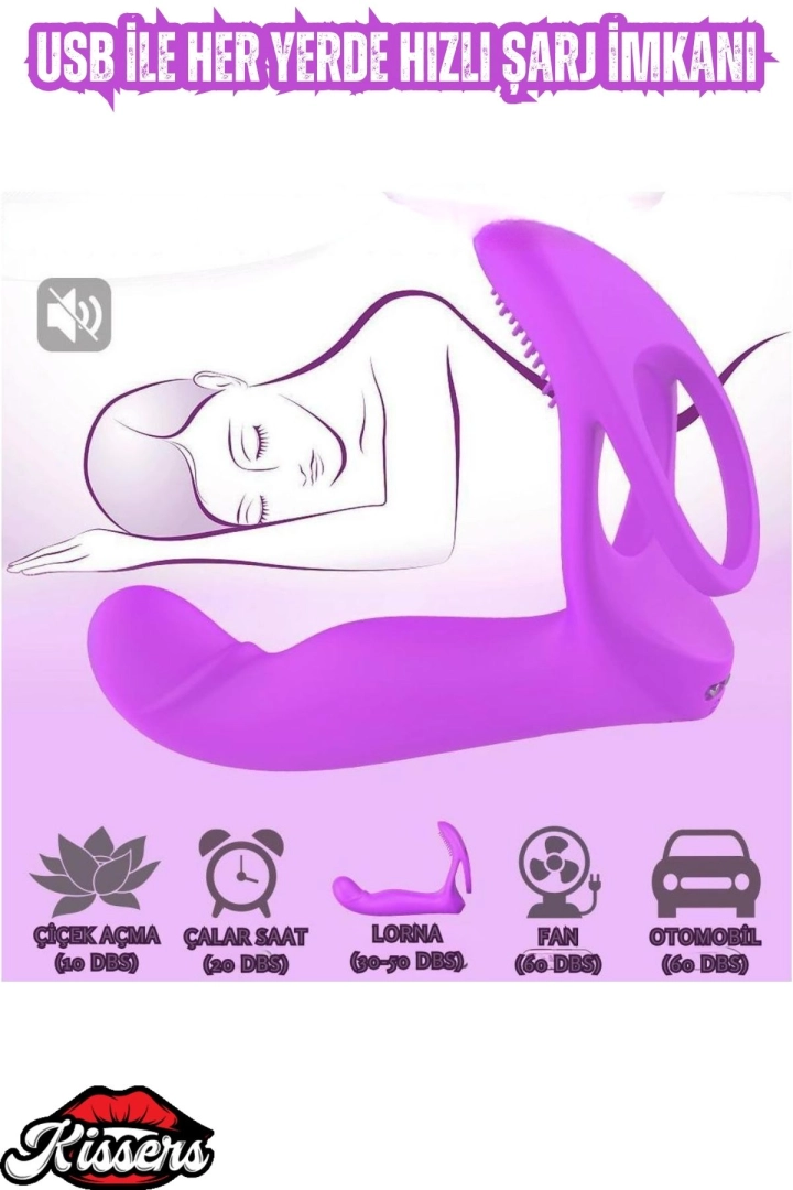 #6409 - Şarjlı Kablosuz Kumandalı Çift Penetrasyon Testis ve Penis Yüzüğü Klit