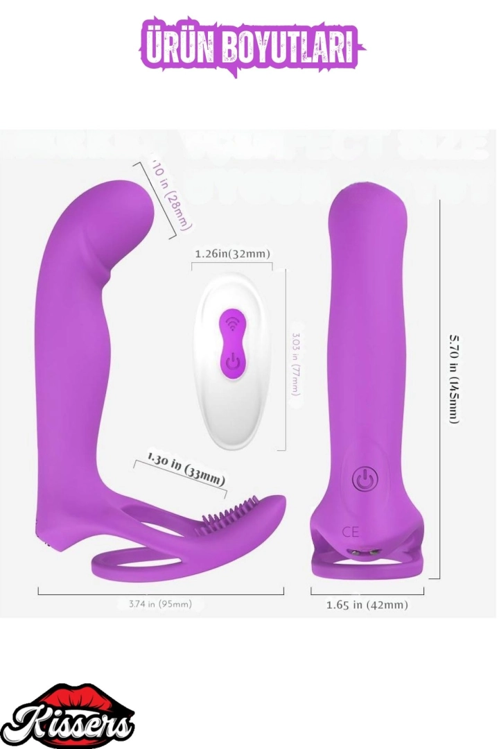 #6410 - Şarjlı Kablosuz Kumandalı Çift Penetrasyon Testis ve Penis Yüzüğü Klit