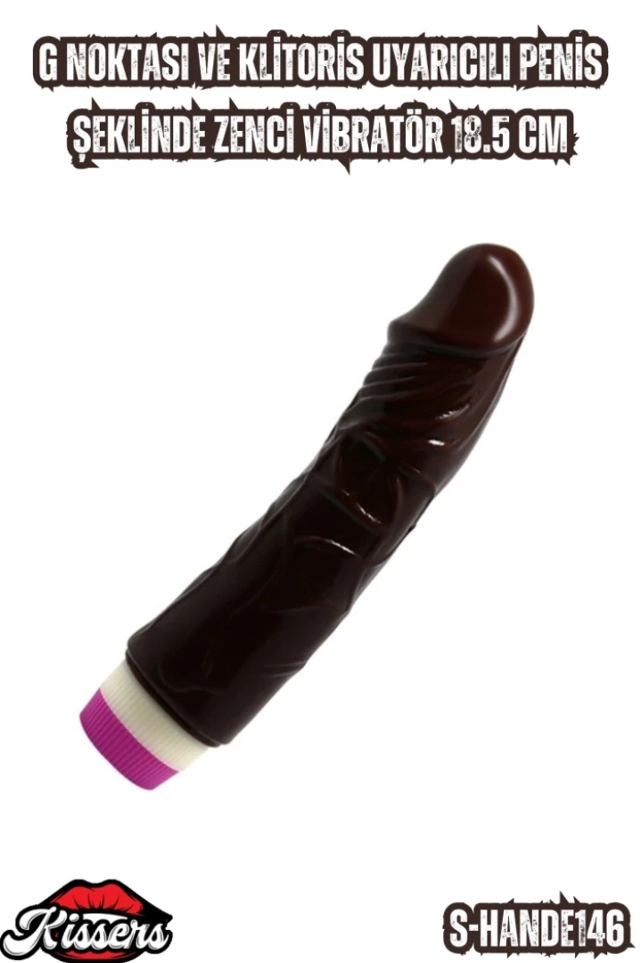#6783 - Zenci Vibratör 18.5 cm ile G Noktası ve Klitoris Uyarımı