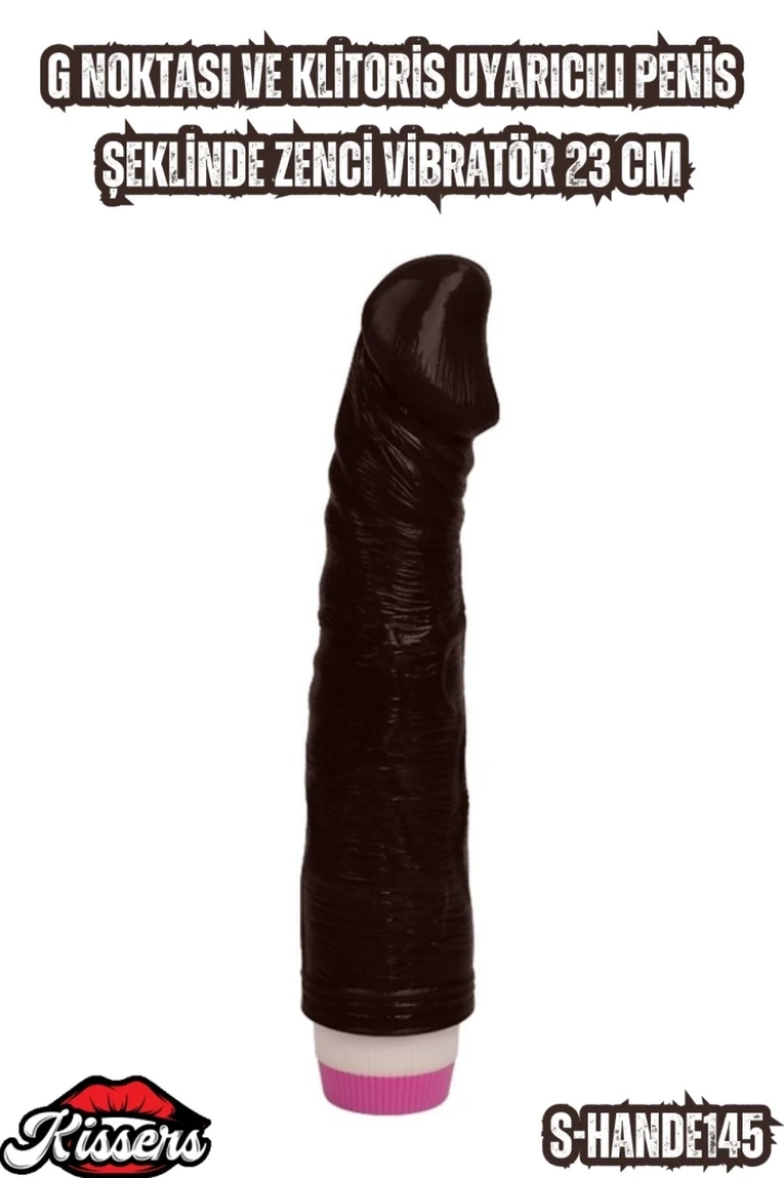 #6784 - Zenci Vibratör - G Noktası ve Klitoris Uyarıcılı Penis Şeklinde 23 Cm