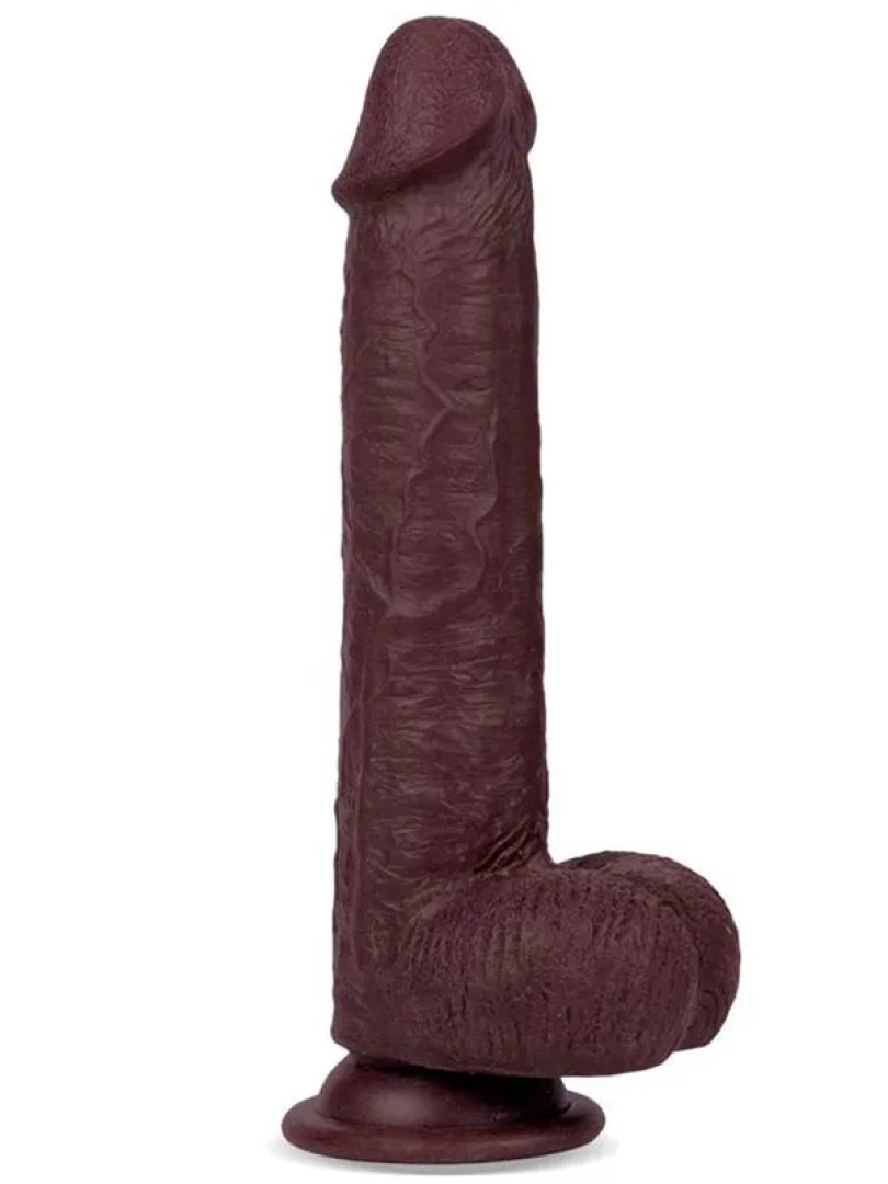 #10336 - 8&quot; Dual Layer Oynar Derili Realistik Siyah Penis 20 cm
