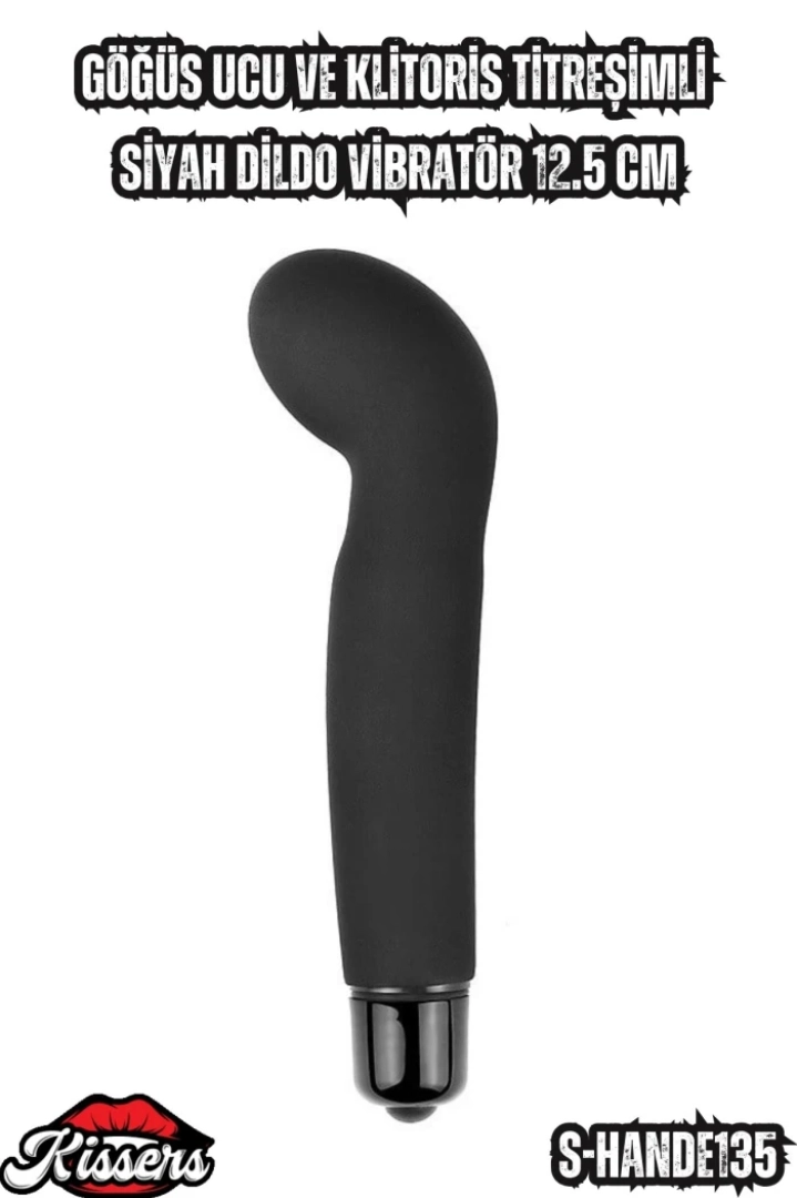 #6794 - Siyah Dildo Vibratör Göğüs Ucu ve Klitoris Titreşimli 12.5 Cm