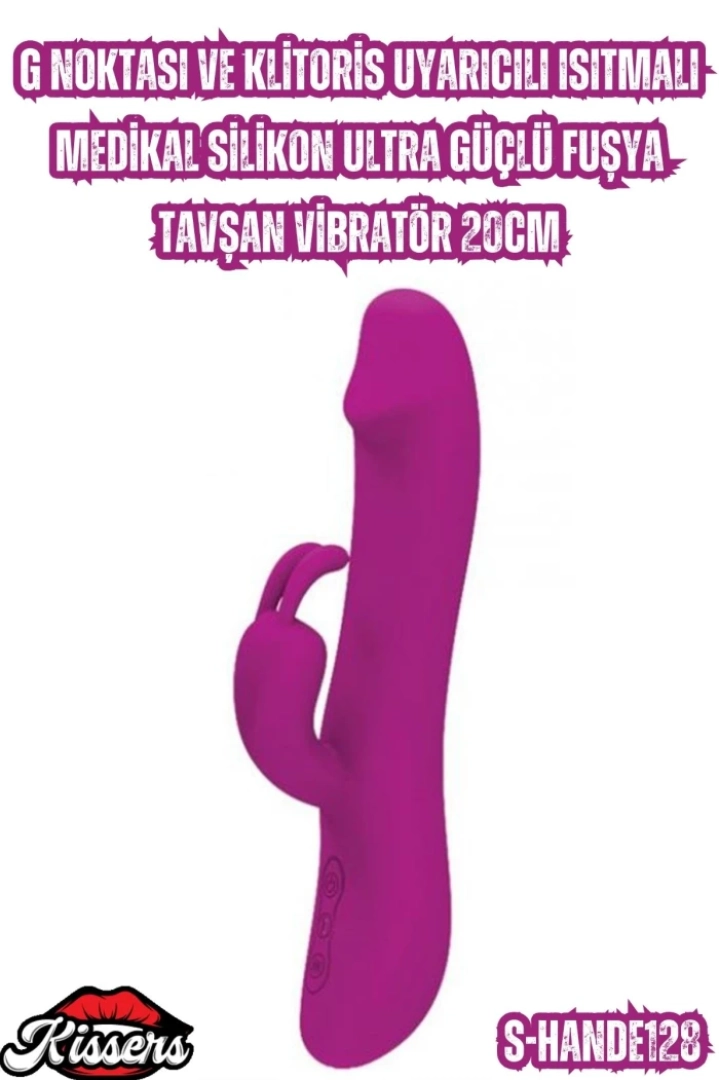 #6800 - G Noktası ve Klitoris Uyarıcılı Fuşya Vibratör 20 Cm