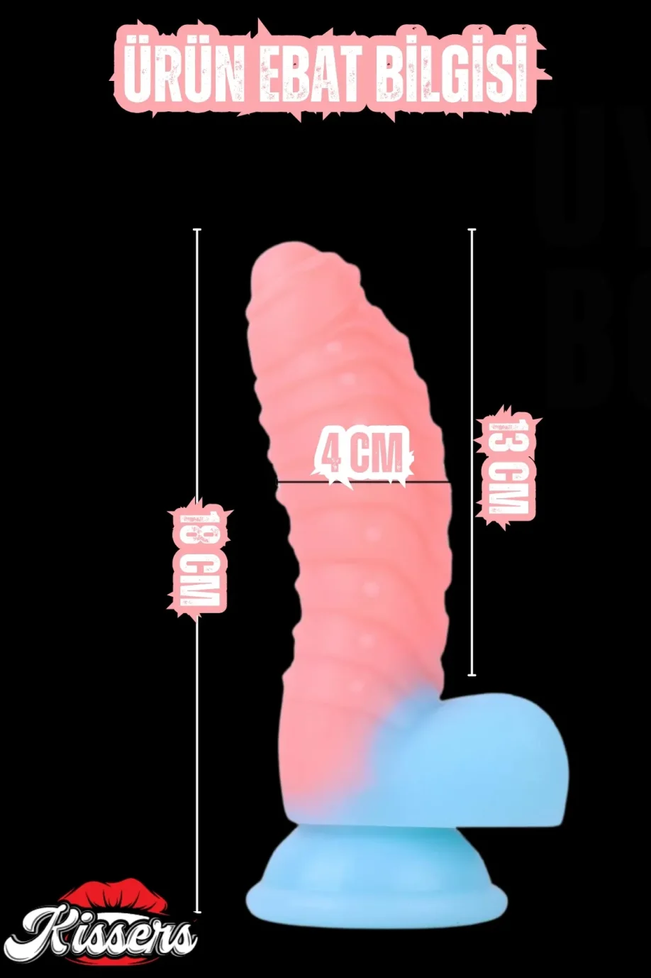 #759 - Karanlıkta Parlayan Tırtıklı Dildo - Ultra Yumuşak Realistik Yapay Penis 18 Cm