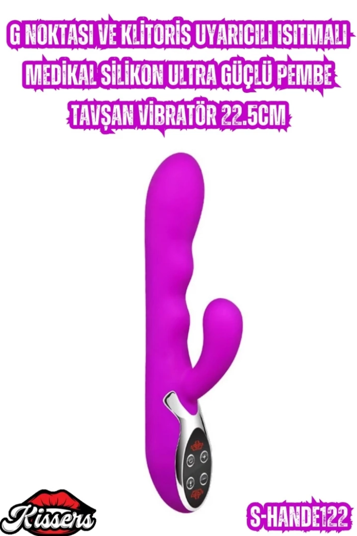 #6807 - G Noktası ve Klitoris Uyarıcılı Isıtmalı Tavşan Vibratör - Pembe 22.5Cm