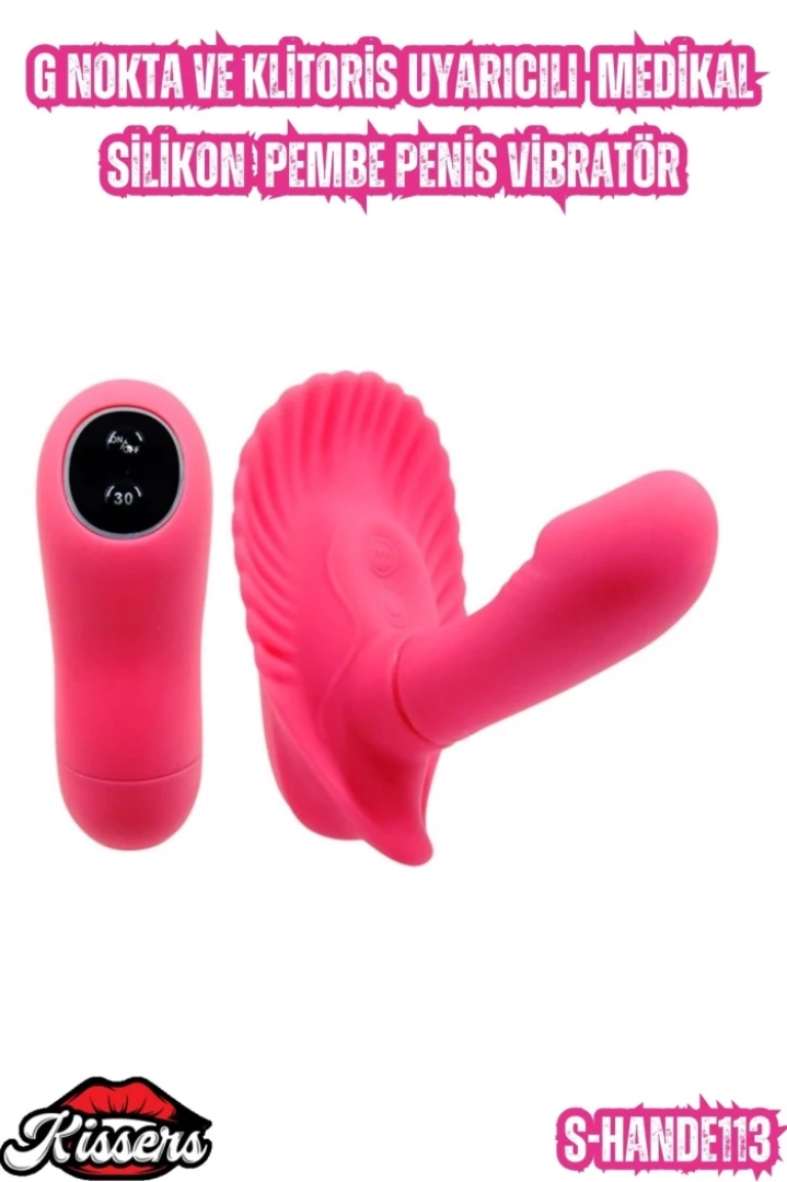 #6817 - G Nokta ve Klitoris Uyarıcılı Pembe Penis Vibratör - Özel Tasarım Medikal Silikon