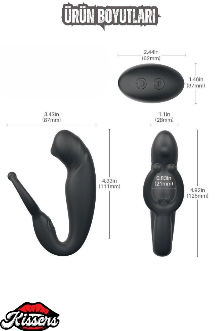 #6445 - G-Nokta ve Klitoris Uyarıcı Hareketli Testis Penis Halkalı Prostat ve
