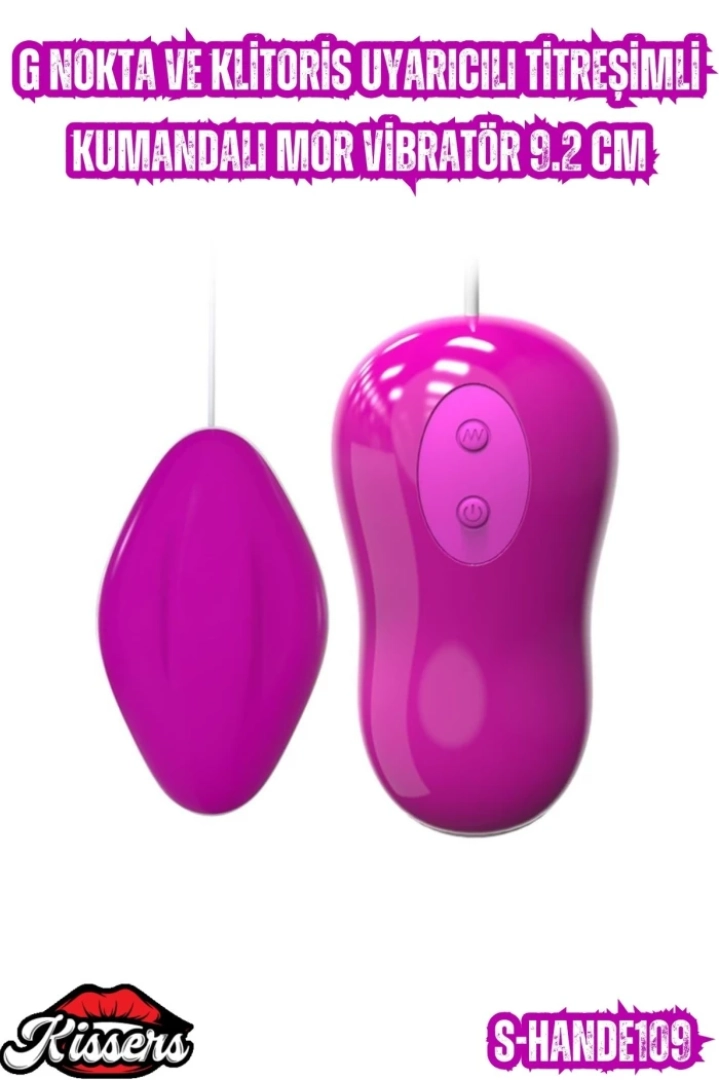 #6821 - G Nokta ve Klitoris Uyarıcılı Titreşimli Kumandalı Mor Vibratör 9.2 Cm - Kissers