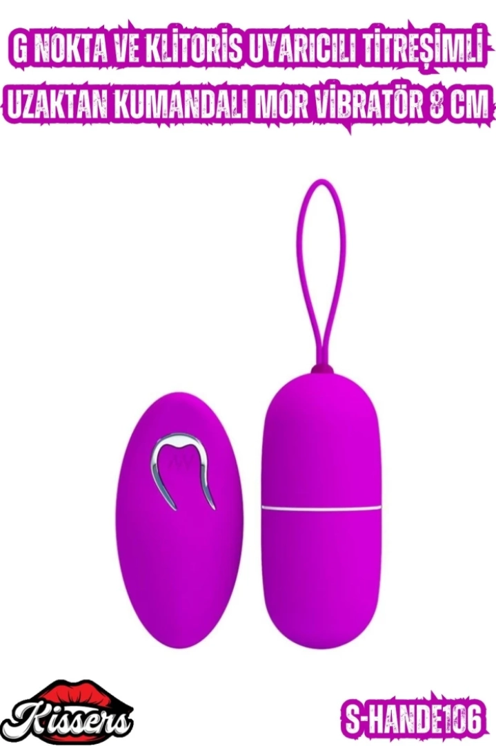 #6825 - G Nokta ve Klitoris Uyarıcılı Titreşimli Uzaktan Kumandalı Mor Vibratör 8 Cm - Kissers