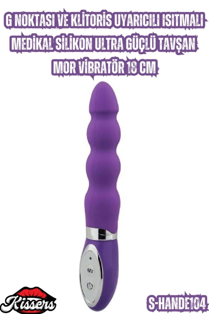 #6827 - Isıtmalı Tavşan Vibratör G Noktası ve Klitoris Uyarıcılı Ultra Güçlü Mor 18 Cm