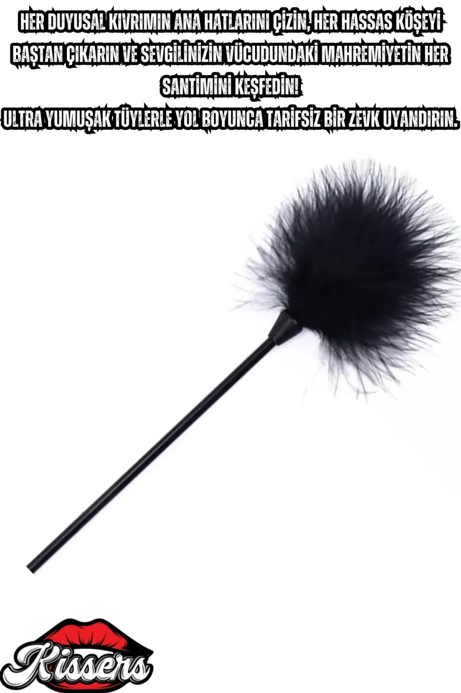 #922 - Siyah 20 Cm Gıdıklayıcı Masaj Fetiş Tüyü - Etkileyici ve Heyecan Verici