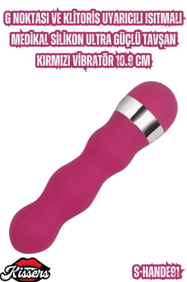 #6840 - Isıtmalı ve Ultra Güçlü Tavşan Kırmızı Vibratör - G Noktası ve Klitoris Uyarıcılı