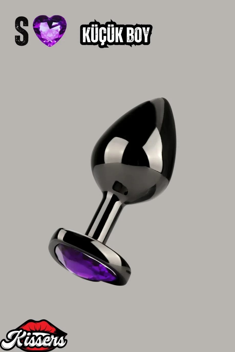 #977 - Paslanmaz Çelik Mor Kalpli Anal Butt Plug Set 3lü