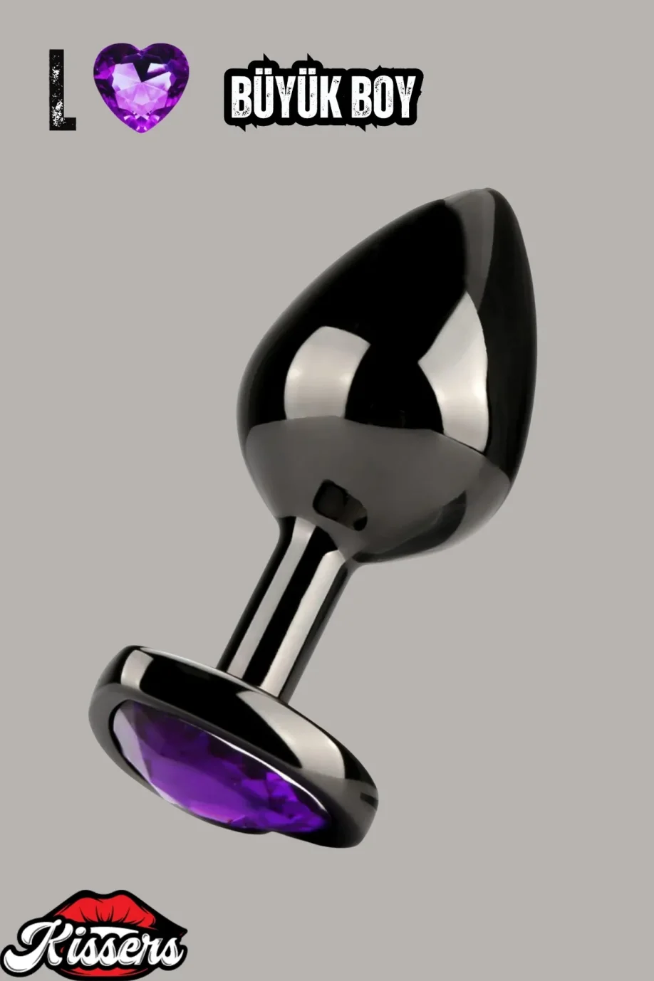 #975 - Paslanmaz Çelik Mor Kalpli Anal Butt Plug Set 3lü