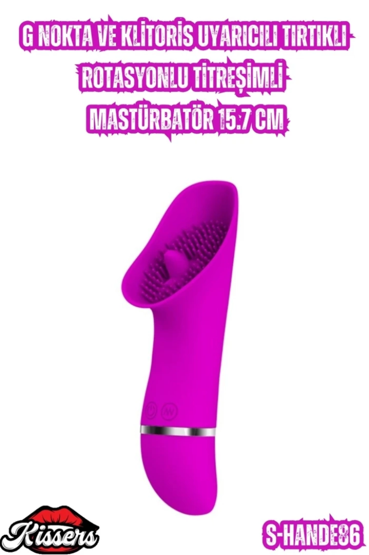 #6845 - G Nokta ve Klitoris Uyarıcılı Tırtıklı Rotasyonlu Titreşimli Mastürbatör 15.7 Cm - Kissers.com.tr