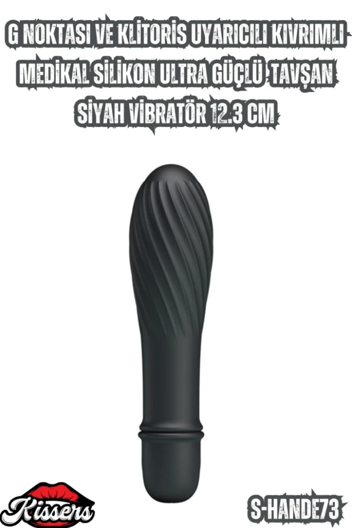 #6857 - Ultra Güçlü Tavşan Siyah Vibratör - G Noktası ve Klitoris Uyarıcılı