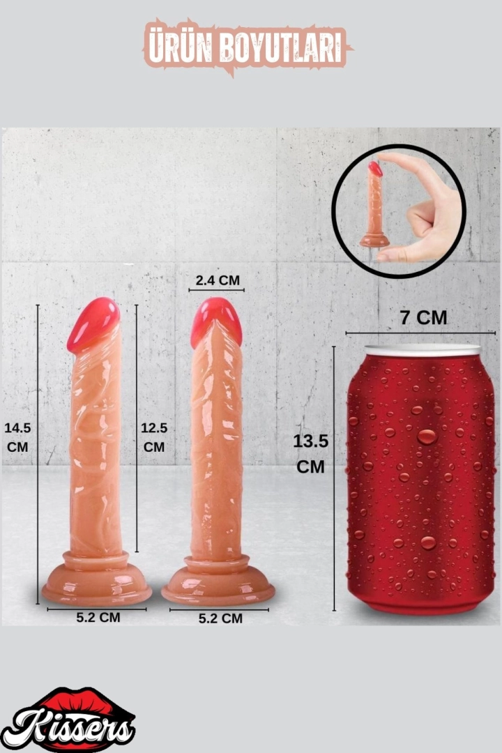 #6506 - Realistik Dokuda Mini Dildo Vantuzlu Gerçekçi Yapay Penis 14 CM