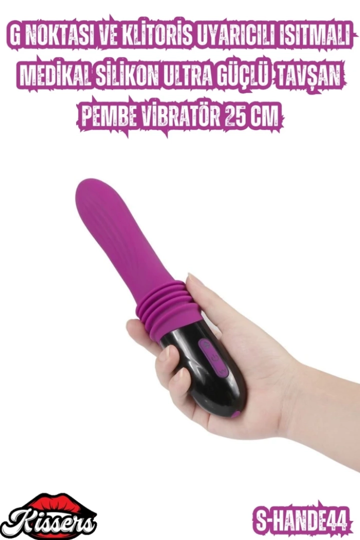 #6883 - 25 Cm Pembe Tavşan Vibratör Isıtmalı Medikal Silikon