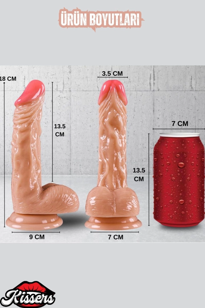 #6518 - Realistik Dokuda Eğik ve Damarlı Dildo Vantuzlu Gerçekçi Yapay Penis 1