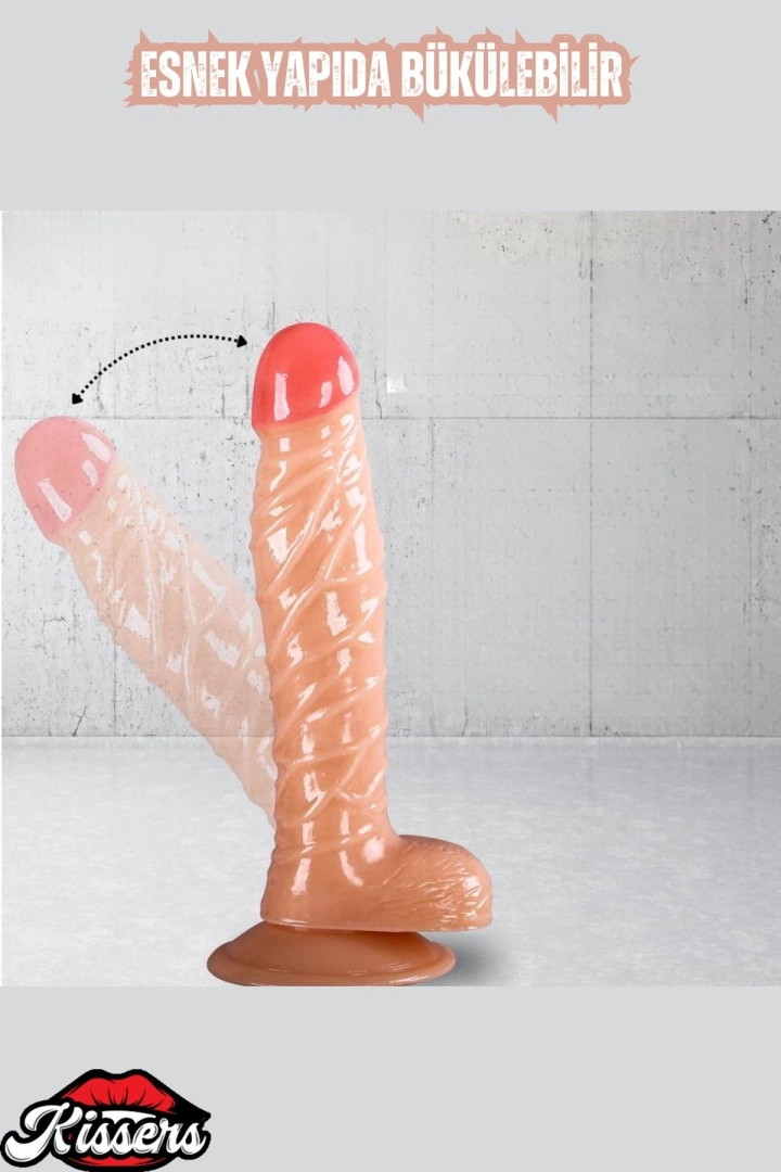 #6523 - Realistik Dokuda Damarlı Dildo Vantuzlu Gerçekçi Yapay Penis 19 CM