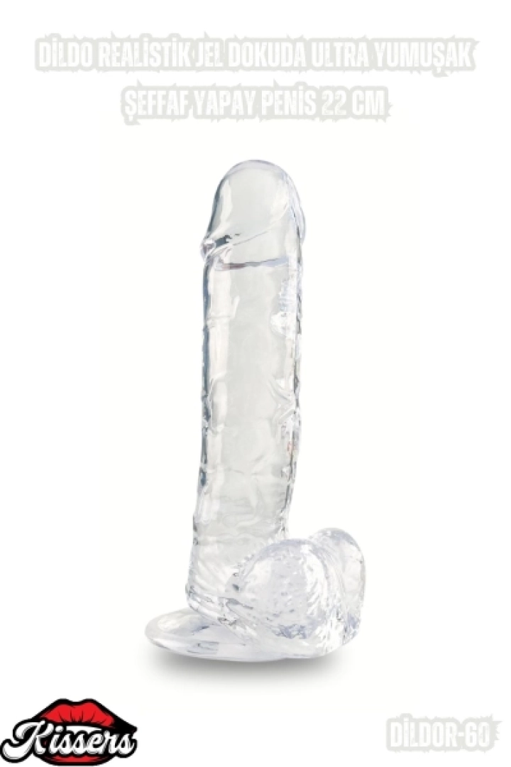 #6668 - Realistik Jel Dokuda Ultra Yumuşak Şeffaf Dildo 22 CM