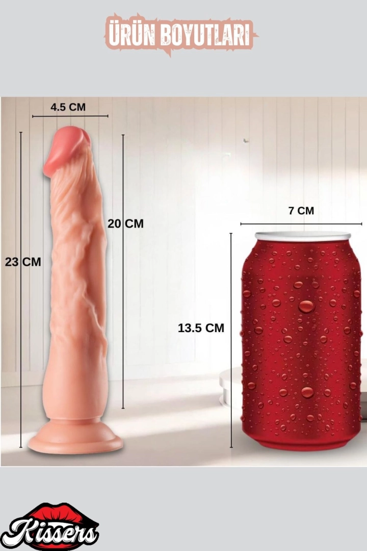 #6527 - Realistik Dokuda Dildo Vantuzlu Damarlı Gerçekçi Yapay Penis 23 CM