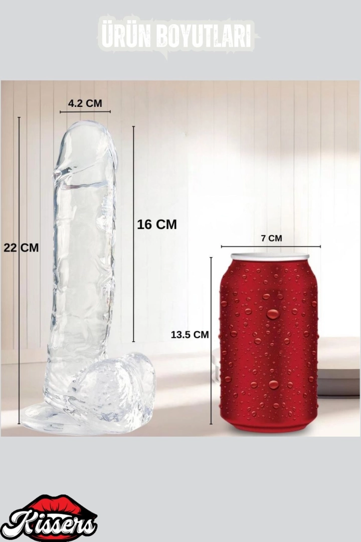 #6530 - Realistik Jel Dokuda Ultra Yumuşak Şeffaf Dildo 22 CM