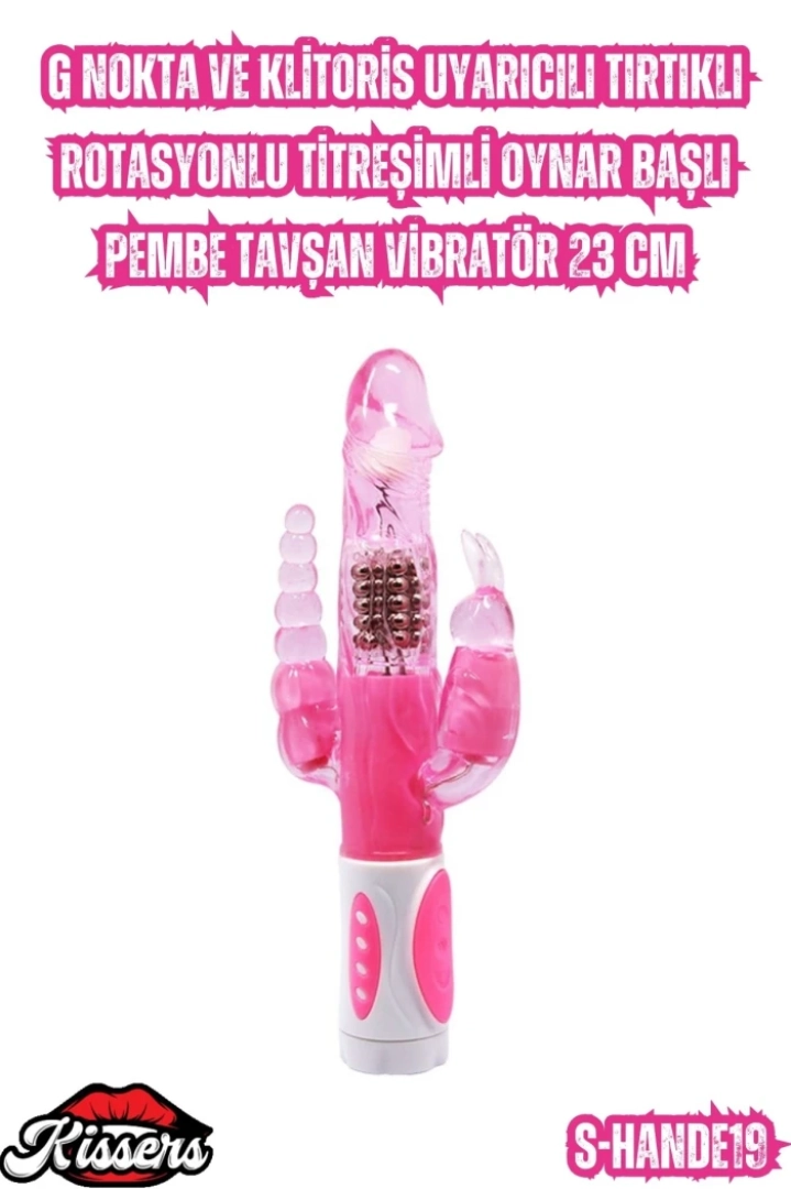 #6907 - Tavşan Vibratör G Nokta ve Klitoris Uyarıcılı Tırtıklı 23 Cm