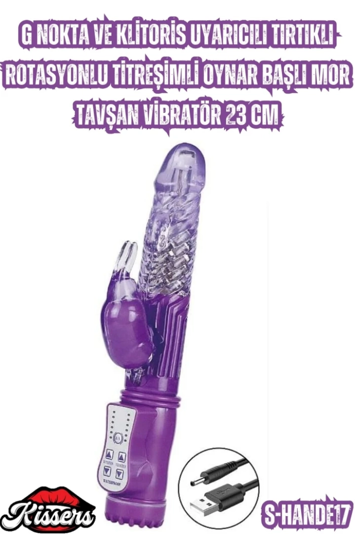 #6909 - G Nokta ve Klitoris Uyarıcılı Tırtıklı Rotasyonlu Titreşimli 23 Cm