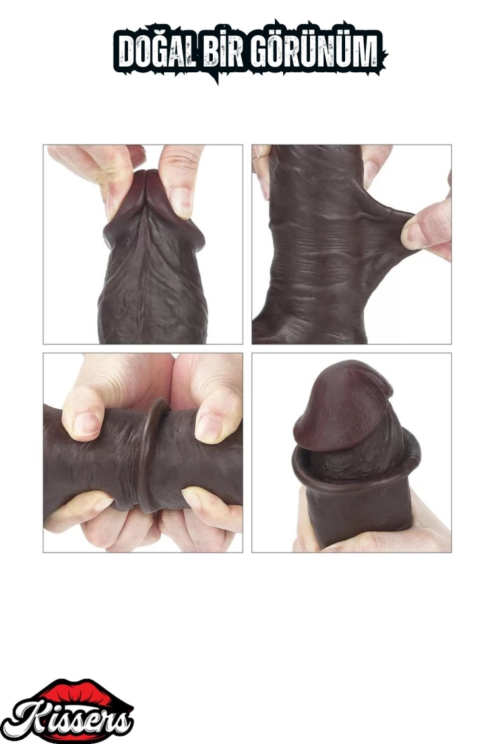 #6538 - Tam Testisli Hareketli Deri Ultra Yumuşak Melez Penis 20&quot;