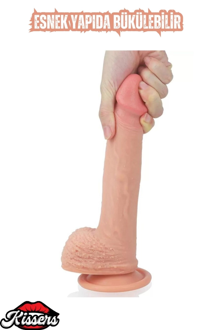 #6542 - 22 CM Yumuşak Dokulu Çift Katmanlı Platin Silikon Realistik Penis