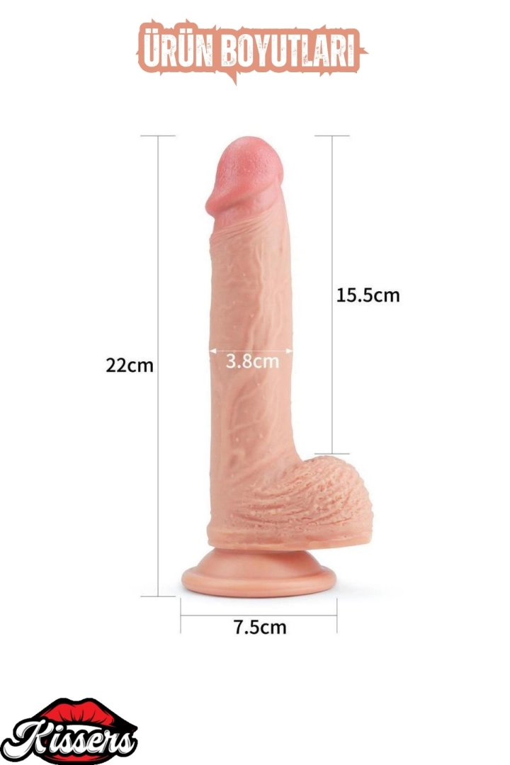 #6543 - 22 CM Yumuşak Dokulu Çift Katmanlı Platin Silikon Realistik Penis