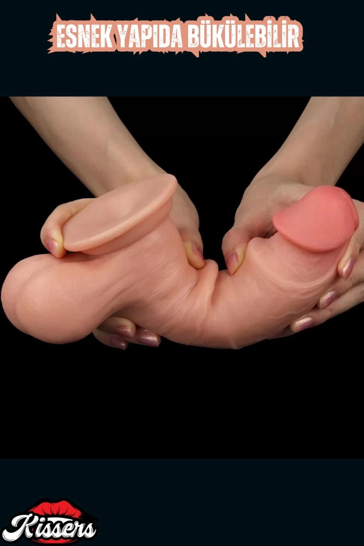 #6555 - Tam Testisli Hareketli Deri Ultra Yumuşak Çift Katmanlı Penis Büyük Boy