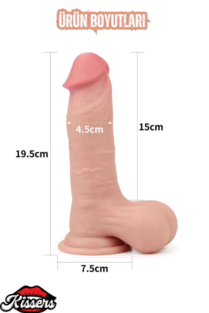 #6557 - Tam Testisli Hareketli Deri Ultra Yumuşak Çift Katmanlı Penis Büyük Boy