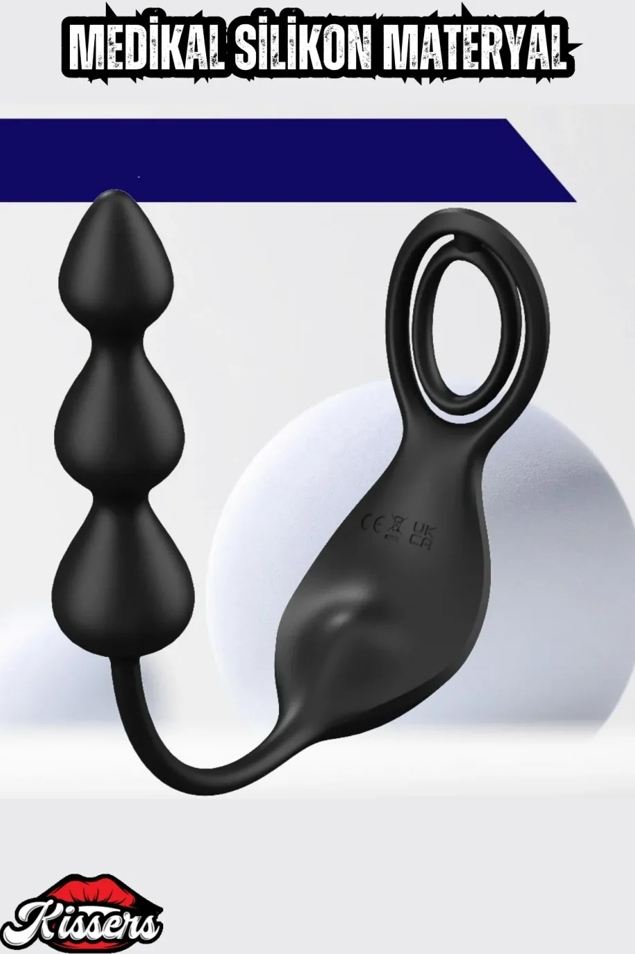 #1486 - Kissers - Colin Şarjlı Uzaktan Kontrol Testis ve Penis Halkalı Boncuk Uyarıcı Anal Vibratör