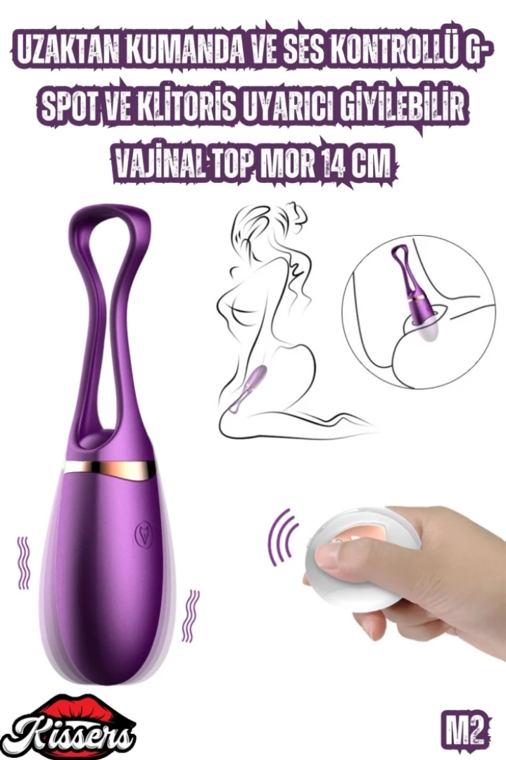 #6934 - Kissers G-Spot ve Klitoris Uyarıcı Vajinal Top Mor 14 Cm