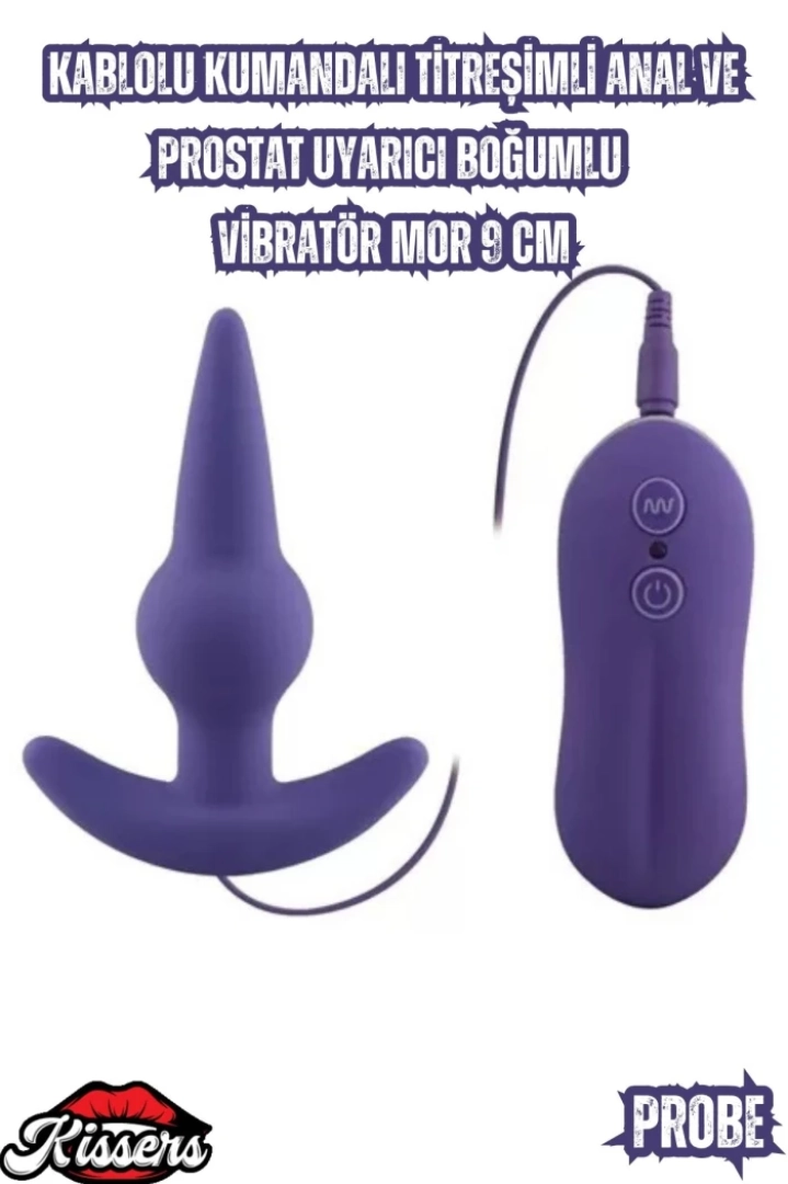 #6940 - Mor Renkli Kablolu Titreşimli Anal ve Prostat Uyarıcı Vibratör 9 Cm